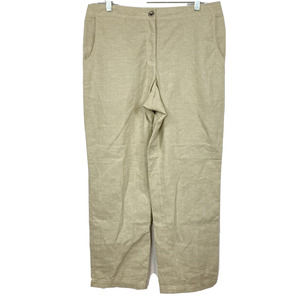 ExOfficio Pants Womens Sz 10 Beige Linen Stretch Waist Relaxed Straight Leg